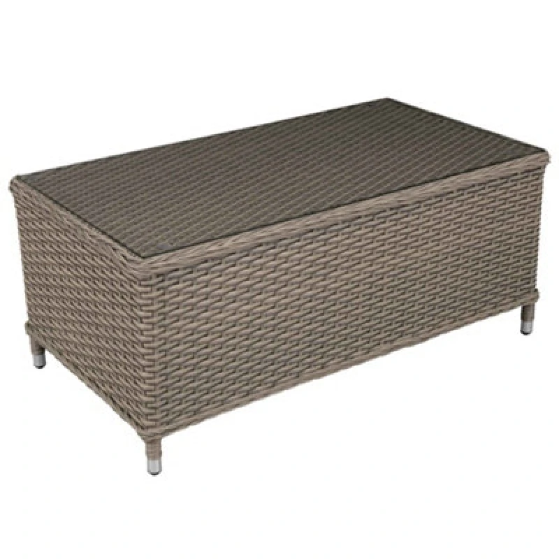 Image of Chester Rattan Wicker Outdoor Coffee Table with Tempered Glass Top - DG71