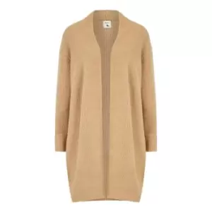 Image of Yumi Camel Knitted Long Cardigan - Brown