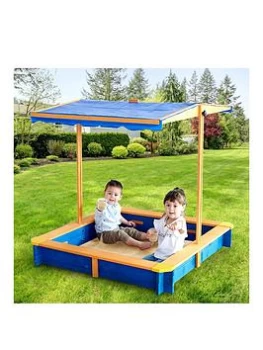 Image of Teamson Kids Outdoor Summer Sand Box - Wood / Blue