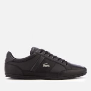 Image of Lacoste Mens Chaymon Bl 1 Leather Low Profile Trainers - Black - UK 11