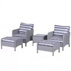 Image of Outsunny 5 Piece PE Rattan Outdoor Garden Furniture Set Light Grey