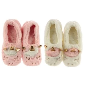 Image of Enchanted Rainbow Heat Pack Toesties Warmer Slippers (One Size)