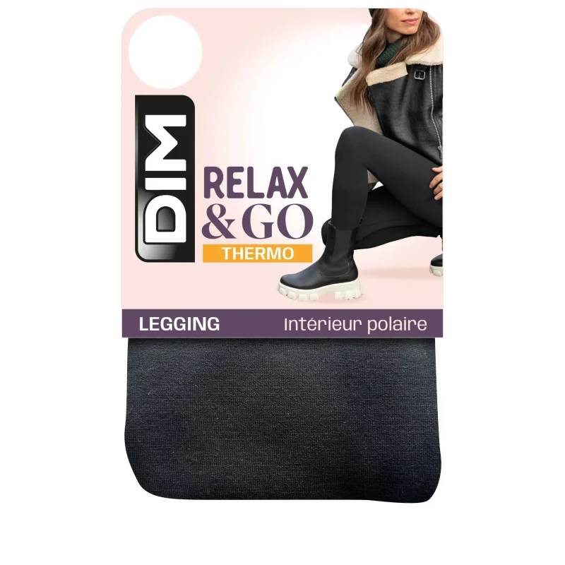 Image of Dim Womens Thermal Fleece Lined Leggings DIM Relax&Go Noir Female 46/48
