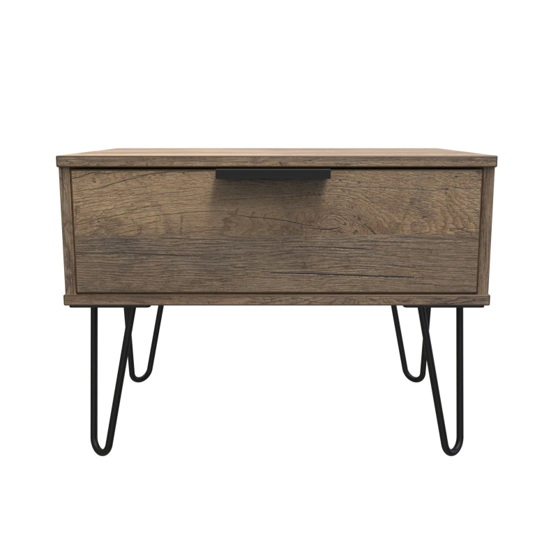 Image of Fuji 1 Drawer Side Table In Vintage Oak (Ready Assembled)