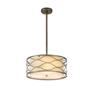 Image of Milton Ceiling Pendant, Convertible To Semi Flush 5 Light E14 Aged Gold, Cream Fabric Shade