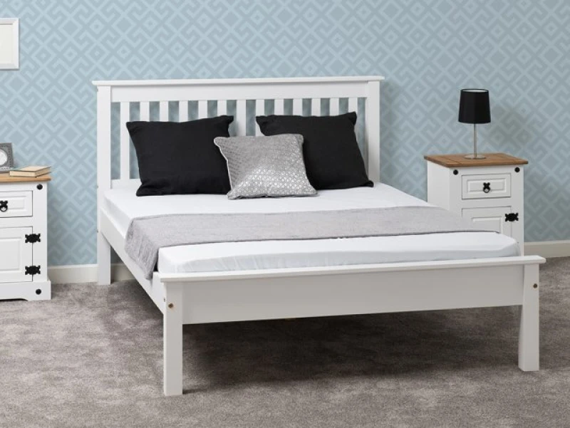 Image of Seconique Monaco White Wooden Bed Frame Low Footend - 4ft Small Double