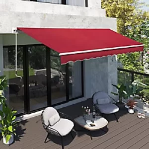 Image of Outsunny 4x2.5m Manual Awning Window Door Sun Weather Shade w/ Handle Red