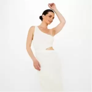 Image of Missguided Cut Out One Shoulder Sequin Maxi Dress - White