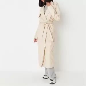 Image of Missguided Tall Faux Leather Belted Trench Coat - Neutral