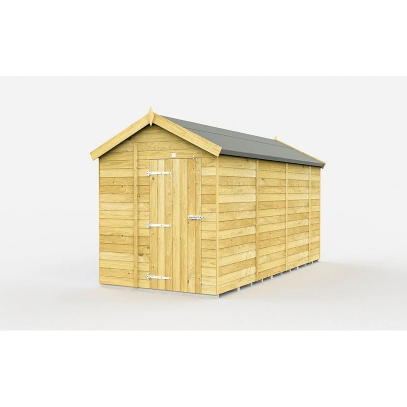 Image of Buttercup Farm 6 x 14 Feet Apex Shed - Single Door W/O Window - L417 x W175 x H217cm in Brown Brown Unisex