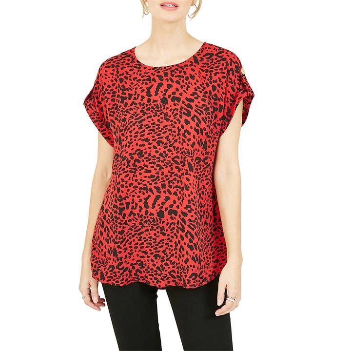 Image of Yumi Red Animal Print Top - 8