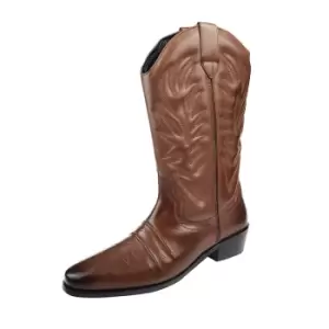 Image of Woodland Mens High Clive Western Cowboy Boots (8 UK) (Dark Brown)