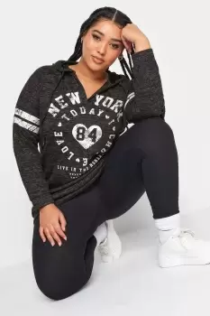 Image of 'New York' Slogan Varsity V-Neck Hoodie
