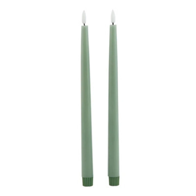 Image of Luxe Collection S/2 Sage LED Wax Dinner Candles