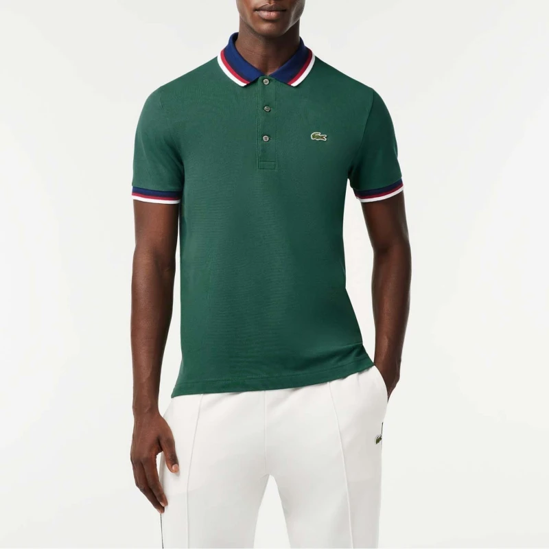 Image of Lacoste Regular Fit Stretch Mini Piqu Polo Shirt - Green Green XS