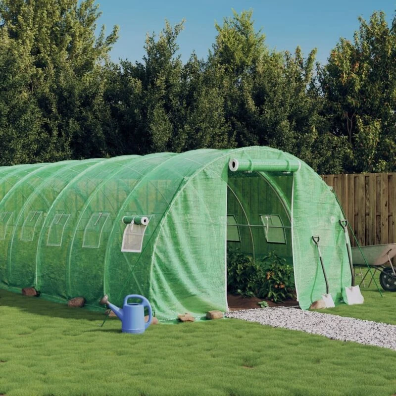 Image of vidaXL Greenhouse with Steel Frame Green 24 m 8x3x2 m, Green 3188041
