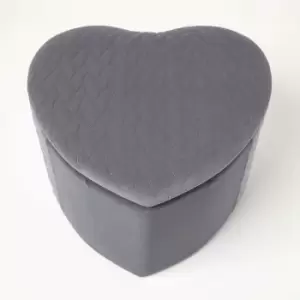 Image of Arundel Heart-Shaped Velvet Footstool with Storage, Grey - Grey - Homescapes