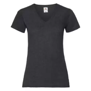 Image of Fruit Of The Loom Ladies Lady-Fit Valueweight V-Neck Short Sleeve T-Shirt (XL) (Dark Heather)