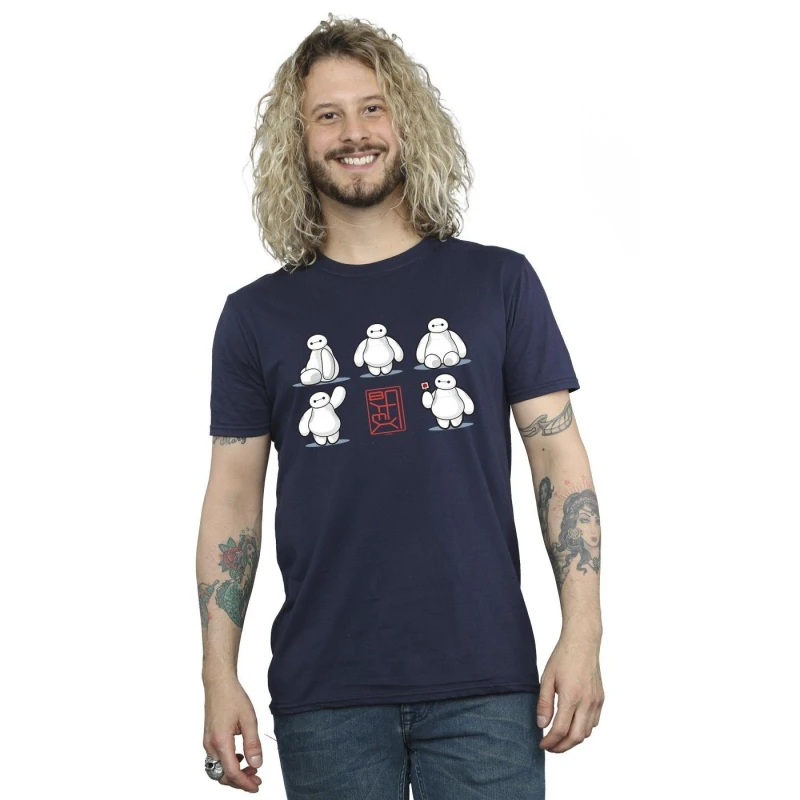 Image of Disney Men Big Hero 6 Baymax Many Poses T-Shirt in Navy Size: Small Navy S Male 5059934880085