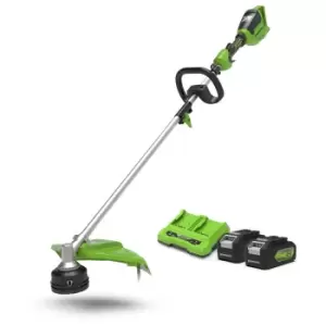 Image of Greenworks 48v 40cm Cordless Brushless Brush Cutter & Line Trimmer (2 x 4AH Battery & 2A Twin Charger) (Split Shaft)