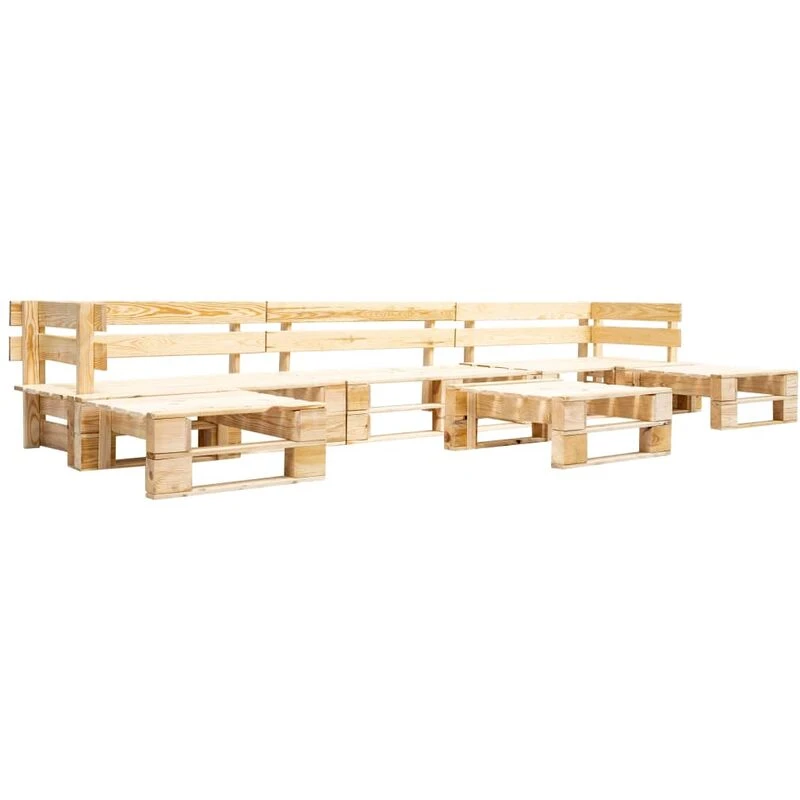 Image of VIDAXL 6 Piece Garden Pallet Lounge Set Natural Wood Vidaxl 8719883710037