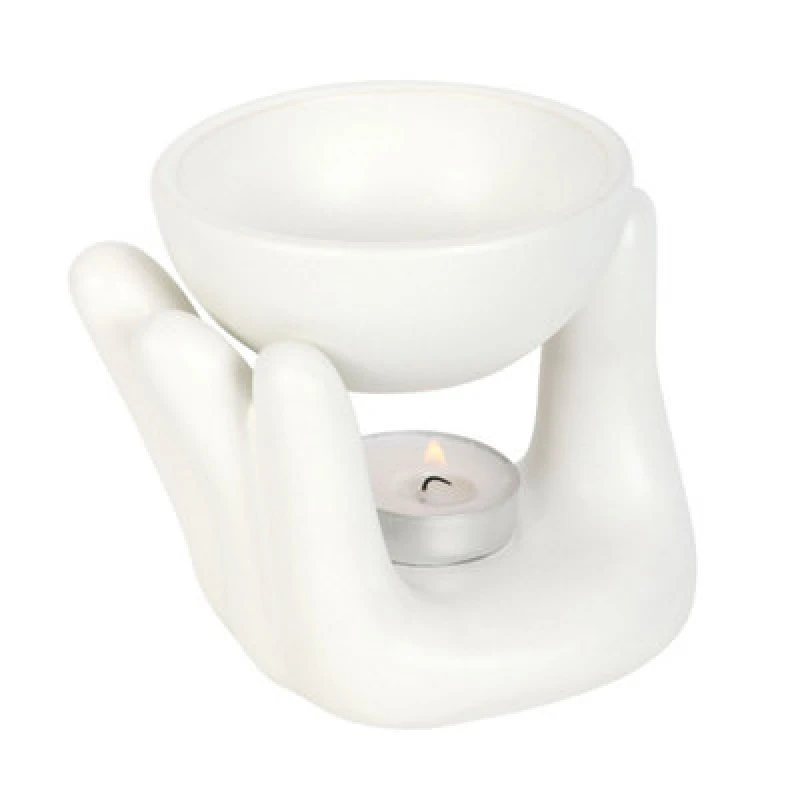 Image of Something Different Something Different Ceramic Hand Oil Burner in White White One Size Unisex 5063470725267