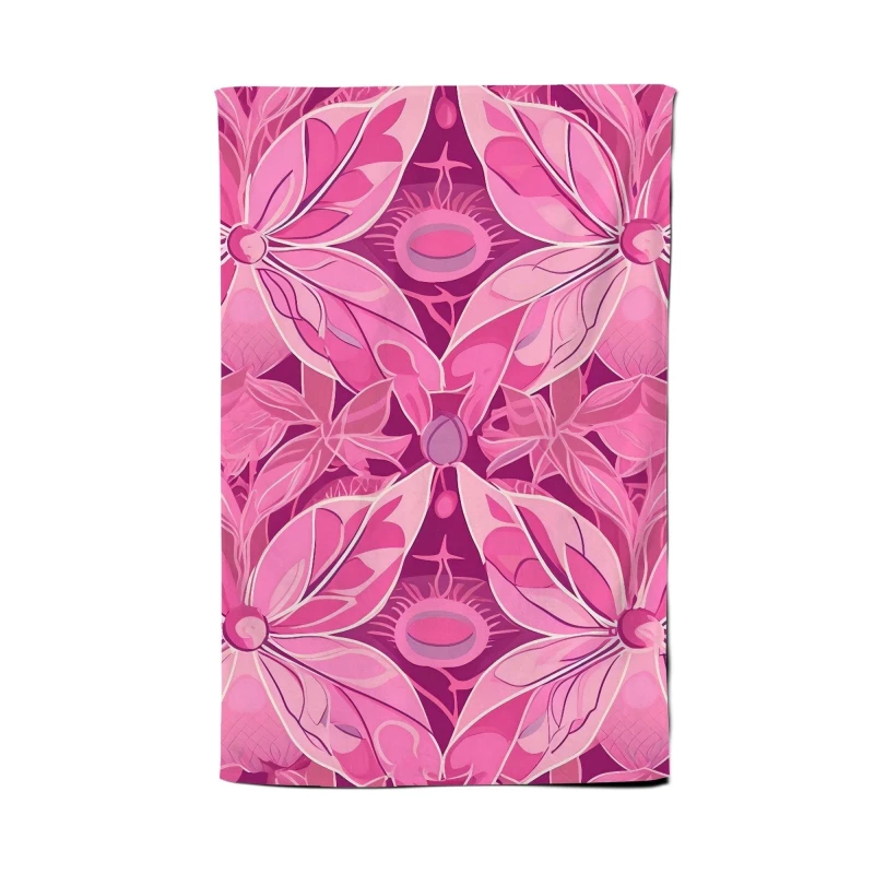 Image of Warren Reed - Designer Pink Abstract Floral Design Tea Towel Pink Unisex