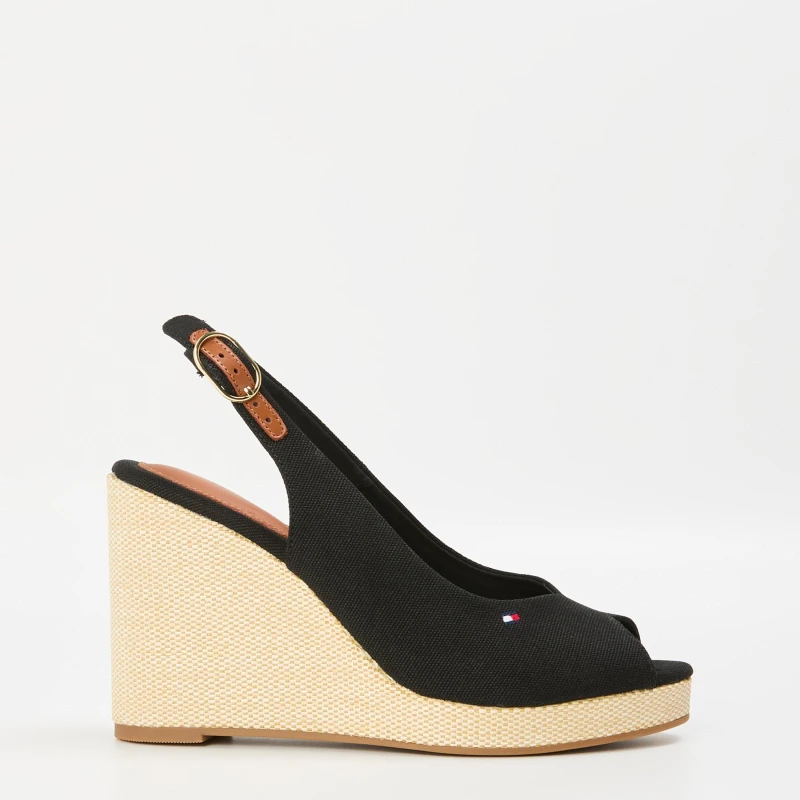 Image of Tommy Hilfiger Iconic Elena Sling Back Wedges Black female 5 (38)
