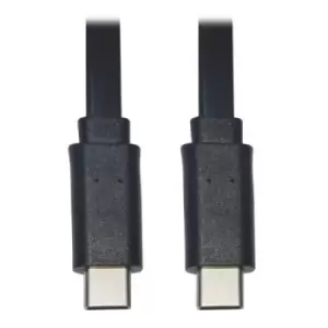 Image of Tripp Lite U040-003-C-FL USB-C Flat Cable (M/M) USB 2.0 Thunderbolt 3 Black 3 ft. (0.91 m)