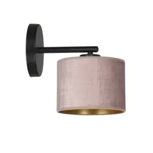 Image of Emibig Hilde Black Wall Lamp with Shade with Pink Fabric Shades, 1x E27