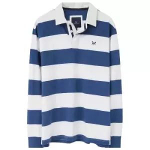Image of Crew Clothing Mens Heritage Stripe Rugby Top White/Denim Marl XXL