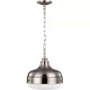Image of 2 Bulb Ceiling Pendant Light Polished Nickel Finish Brushed Steel LED E27 75W