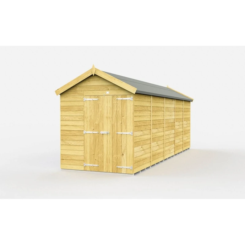 Image of Buttercup Farm 6 x 19 Feet Apex Shed - Double Door W/O Window - L560 x W175 x H217cm in Brown Brown Unisex