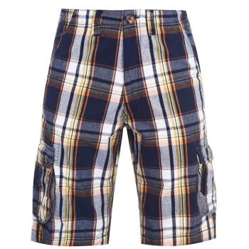 Image of SoulCal Check Cargo Shorts Mens - Navy/Orange/Yl