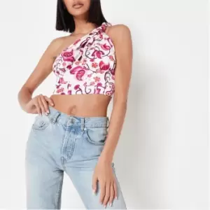 Image of Missguided One Shoulder Twist Strap Corset Top - Multi