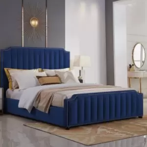 Image of Klara Upholstered Beds - Plush Velvet, Single Size Frame, Blue - Blue