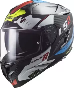 Image of LS2 FF327 Challenger Sporty Carbon Helmet, black-white-red-green Size M black-white-red-green, Size M