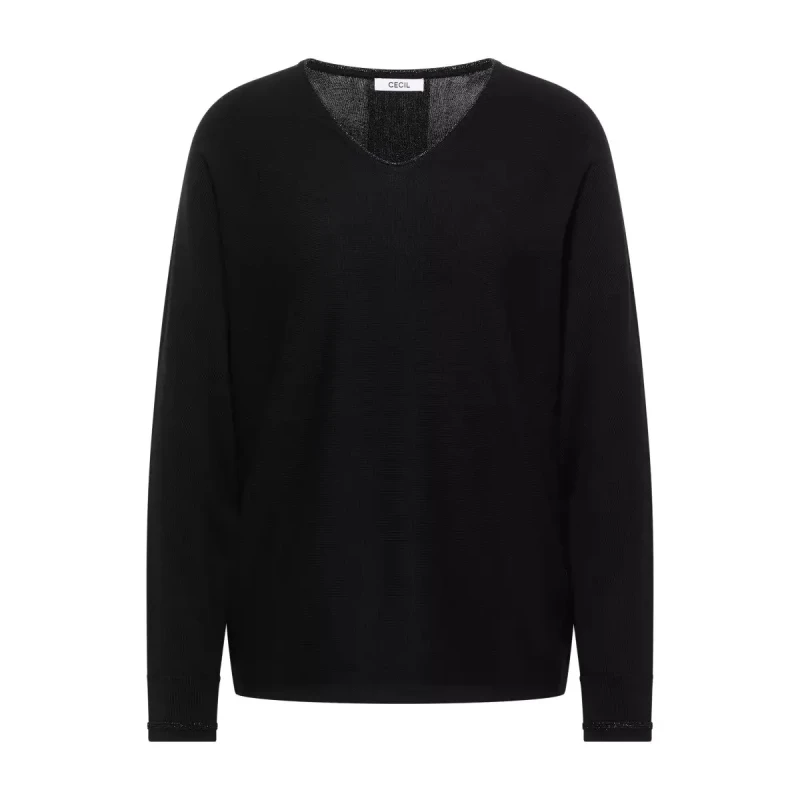 Image of cecil Womens V-neck sweater Cecil Dolman Noir Female S