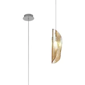 Image of Luminosa Lighting - Luminosa Pendant 2m, 1 x G9, Polished Chrome, Amber Glass