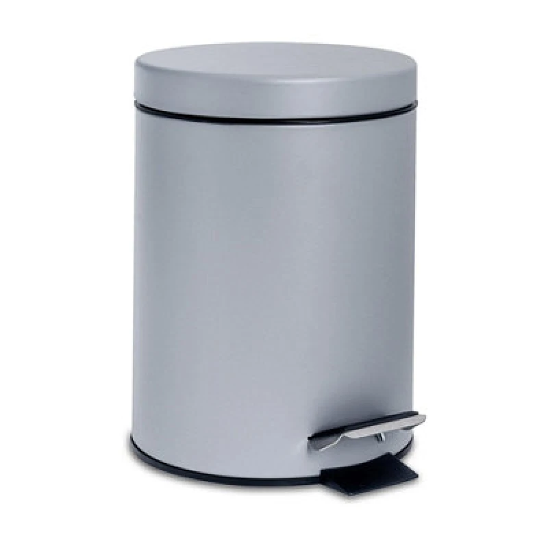 Image of Harbour Housewares Bathroom Pedal Bin - 3L - Matt Grey - Round Stainless Steel Slim Rubbish Dustbin Lid And Inner Liner Bucket