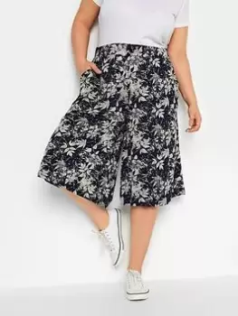 Image of Yours Leaf Stretch Jersey Culotte, Blue, Size 20, Women