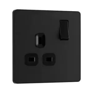 Image of BG Evolve Matt Black Single Switched 13A Power Socket - PCDMB21B