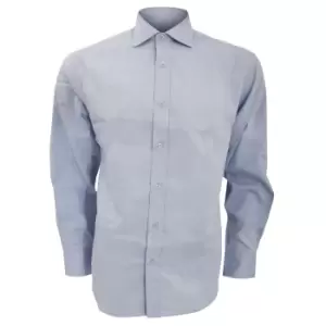Image of Kustom Kit Mens Superior Oxford Long Sleeved Shirt (17inch) (Light Blue)