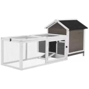 Image of Pawhut Wooden Chicken Coop w/ Removable Tray, Nesting Box, Run and Ramp - Grey