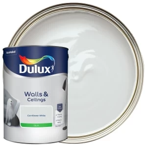 Image of Dulux Walls & Ceilings Cornflower White Silk Emulsion Paint 5L