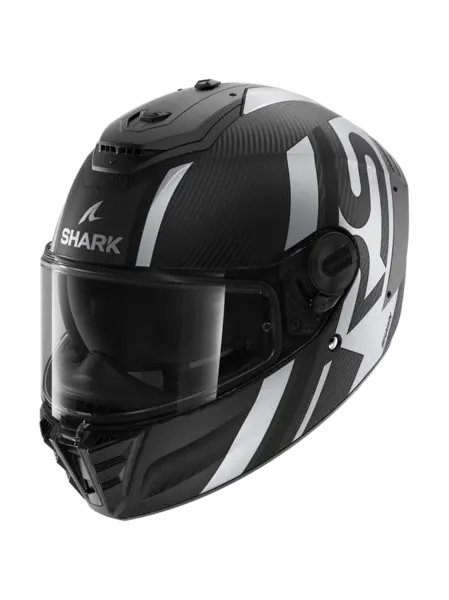 Image of Shark Spartan RS Carbon Shawn Mat Carbon Black Silver DKS Full Face Helmet Size XS