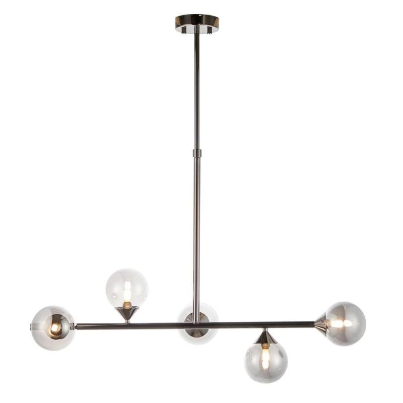 Image of Grosseto Bar Pendant Ceiling Light Black Chrome Plate, Smoked Mirror Glass
