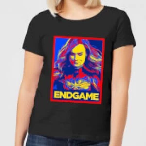Image of Avengers Endgame Captain Marvel Poster Womens T-Shirt - Black - M