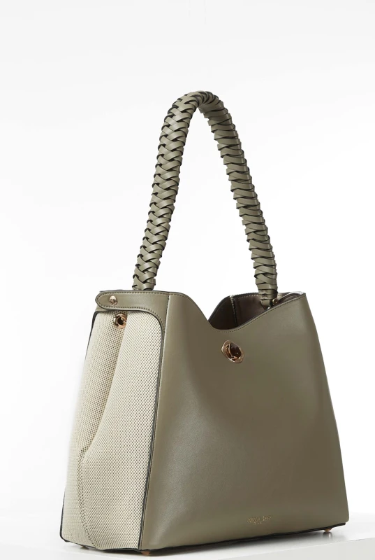 Image of Luella Grey 'Adriana' Woven Handle Hobo Green