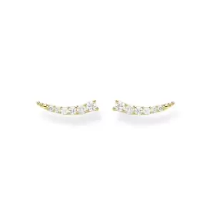 Image of THOMAS SABO Gold Plated Zirconia Curved Climber Earrings